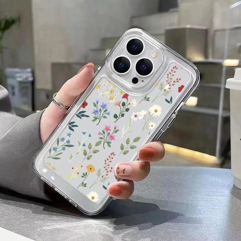 Capinha Capa tpu anti Impacto transparente Flores para Iphone 15 12 13 14 11 16 pro max 14 plus 15 16 plus case em Oferta na Shopee
