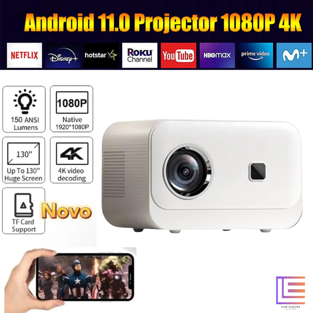 Projetor 4k Android Hd Smart TV Portátil Wifi Bluetooth Envio Imediato!