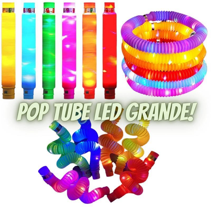 Pop tube grande de brinquedo com led cores variadas tubo sensorial luminoso