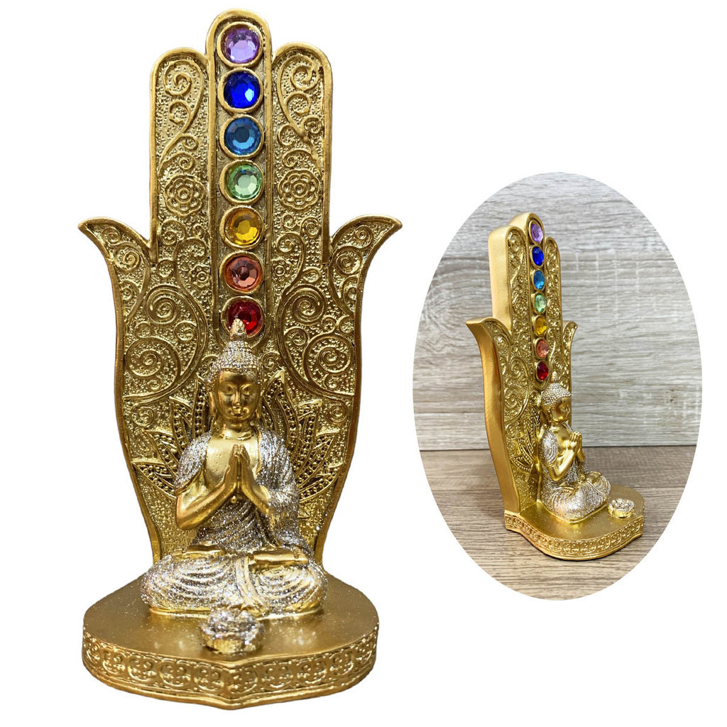 Imagem Incensário Porta Incenso Oração Meditação Mão 7 Chakras Buda
