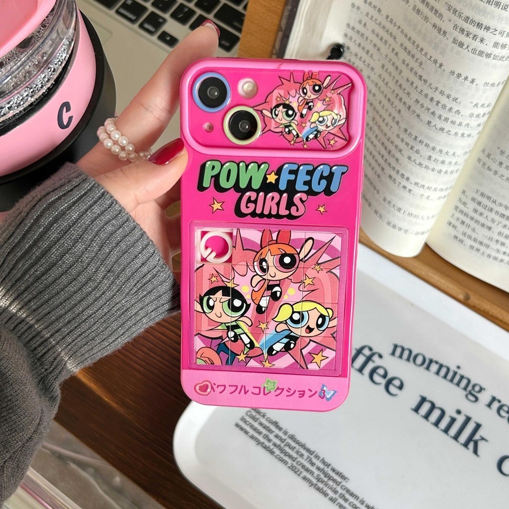 Quebra-Cabeça Divertido A Capa De Proteção Total Powerpuff Girl Creative Phone Case Compatível Para iPhone 15 14 13 12 Pro Max Shockproof Cover TPU Silicone Transparente