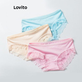 Lovito Calcinha Casual De Renda Lisa Para Mulheres LNL43118