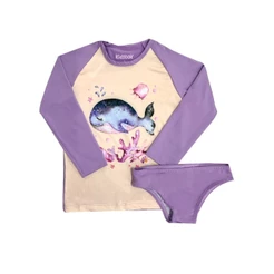 Conjunto Biquíni Menina Baleia Proteção UV - Kidstok