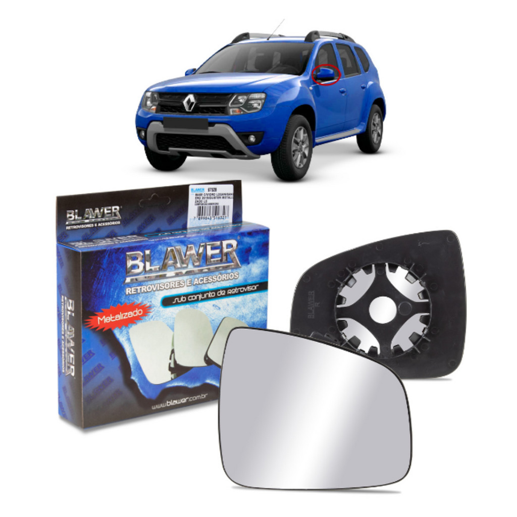 Espelho Lente Direito Base Metalizado Para LOGAN SANDERO STEPWAY