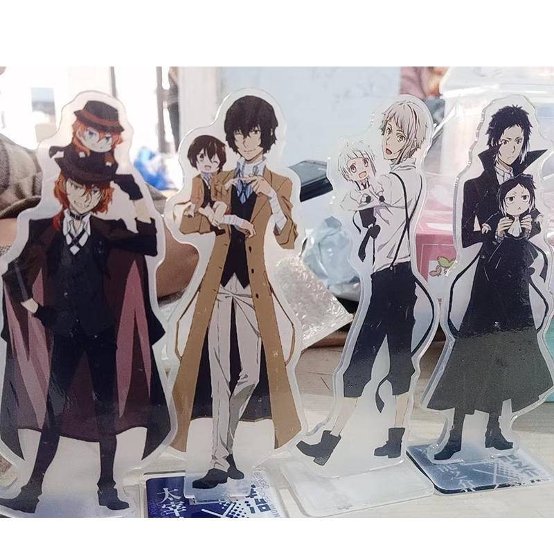 4 Estilos Anime Bungo Stray Dogs Figura Cosplay Stands Acrílico Dazai Osamu Nakajima Atsushi Nakahara Chuuya Akutagawa Ryuunosuke Modelo De Placa Fãs Coleção De Prendedores De Presente
