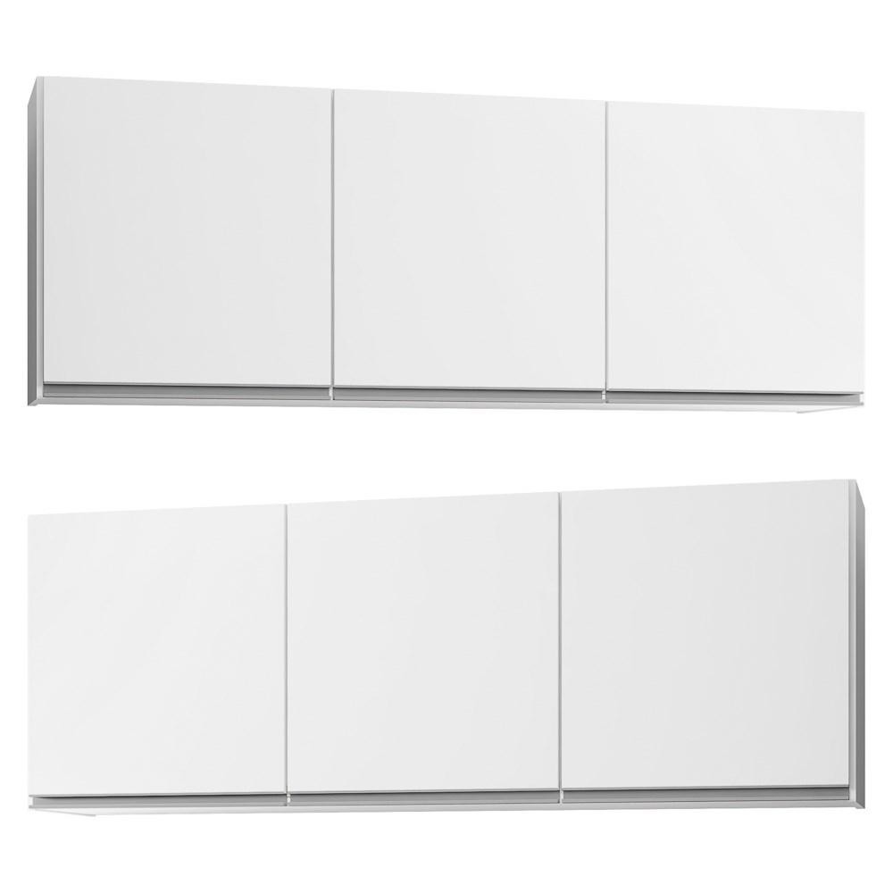 Kit 2 Armários Aéreos 150cm 3 Portas Argélia Branco - Lumil em Oferta na Shopee