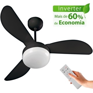 Ventilador de Teto Ventisol Fênix Black Inverter Controle Remoto, 6 Velocidades - Bivolt C/ Garantia