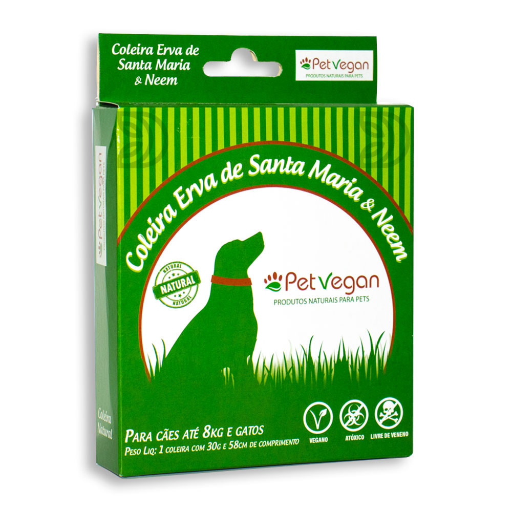 Coleira Repelente Natural Erva de Santa Maria e Neem para Cães 8kg e Gatos - Pet Vegan em Oferta na Shopee