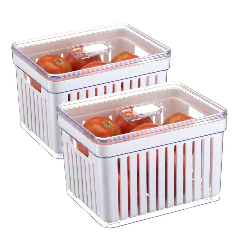 Kit 2 Organizador Geladeira Frutas Legumes Vegetais Com Cesta 3.8 Litros