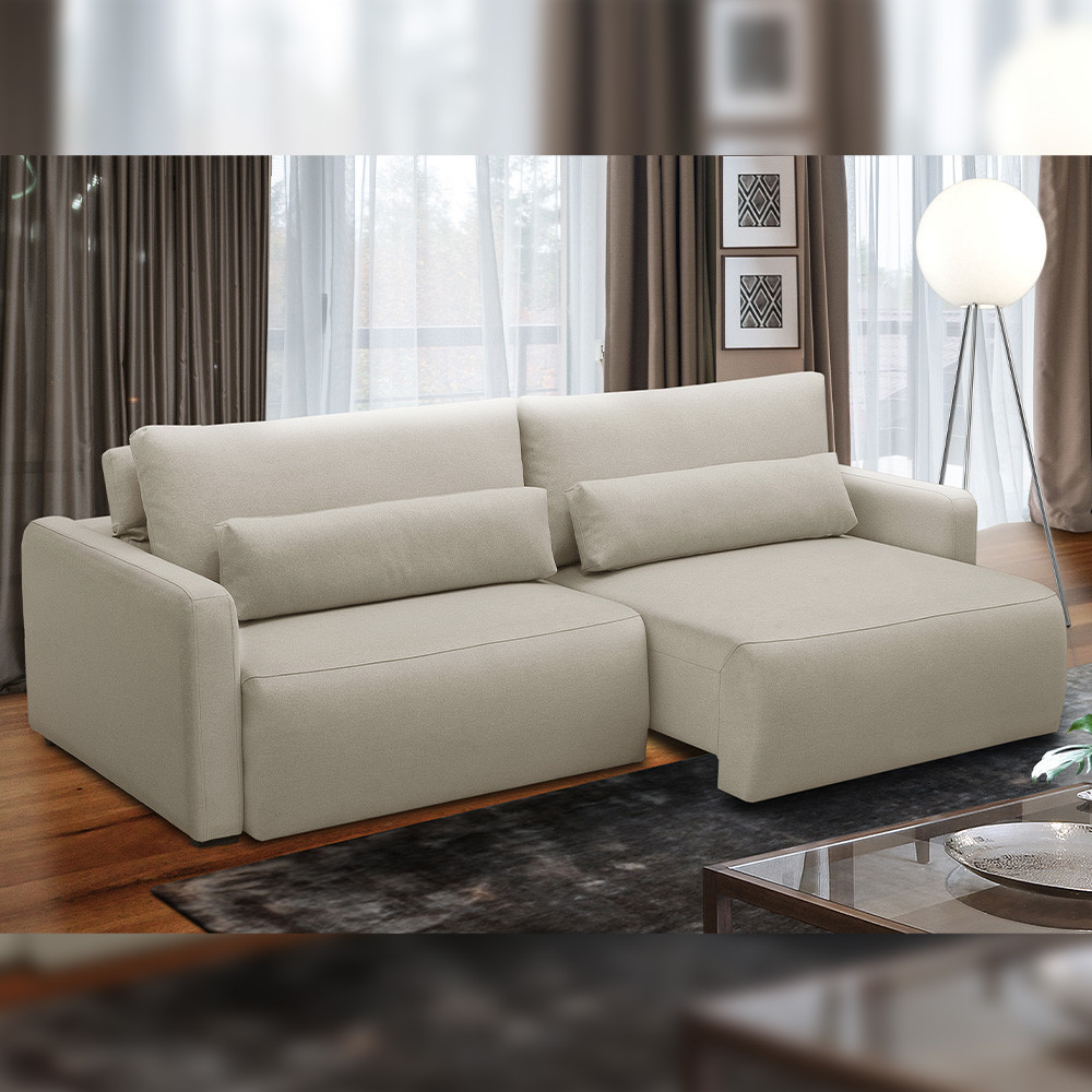 Sofá Retrátil Reclinável Para Sala de Estar Living 210cm Sevilha F04 Linho Bege - Lyam Decor em Oferta na Shopee