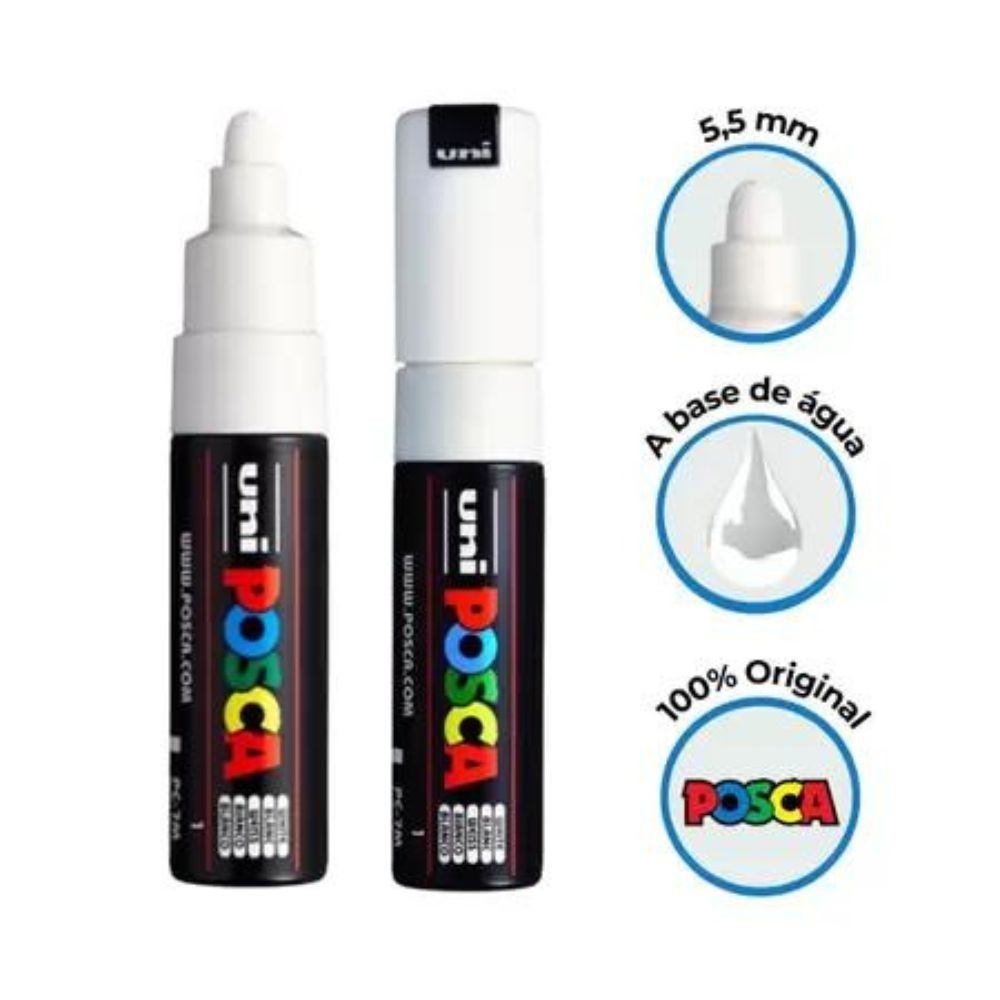 Marcador Posca Uni de tinta acrílica à base de água Branca 45 mm