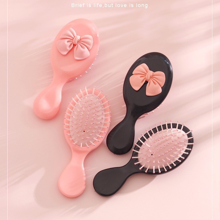 Pente De Cabelo De Laço Portátil Para Meninas Doces Massagem Escova Com Cerdas Flexíveis
