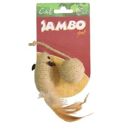 BRINQUEDO INTERATICO PARA GATO RATO + BOLA NATURAL JAMBO PET CAT RELAX