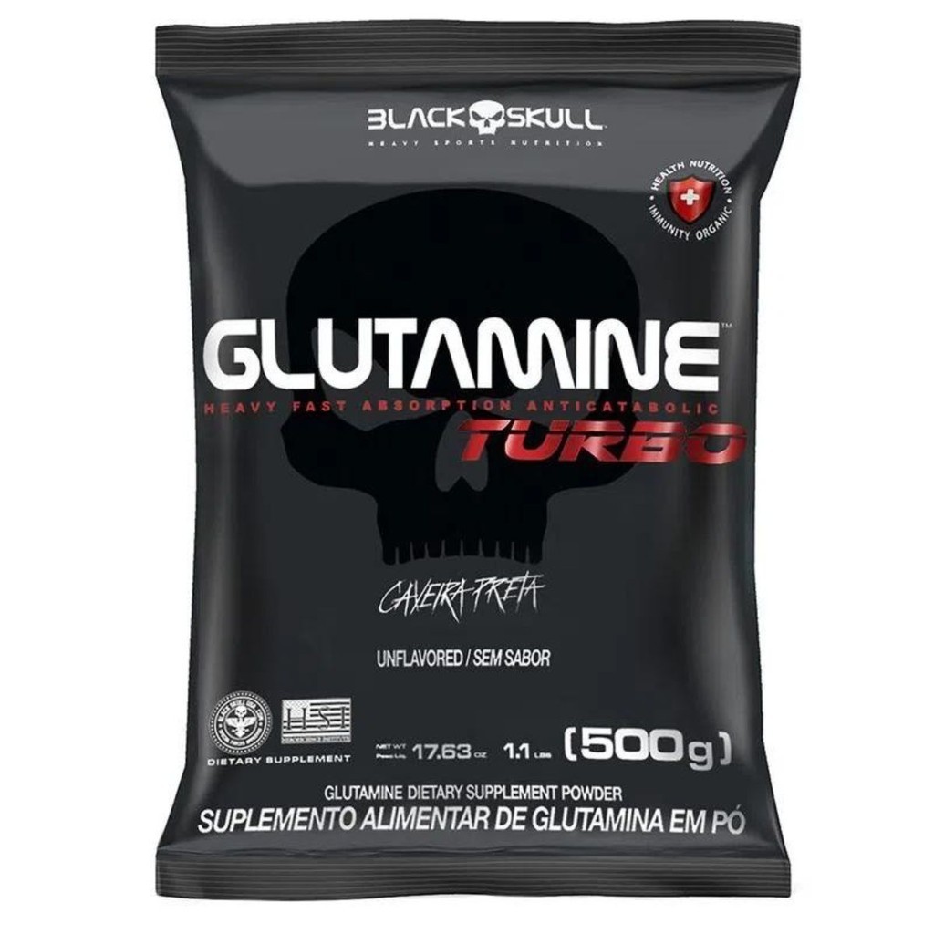 Refil Glutamine Turbo 500g Blackskull em Oferta na Shopee
