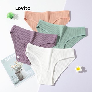 Lovito Calcinha Casual De Malha Canelada Lisa Para Mulheres LNL45169