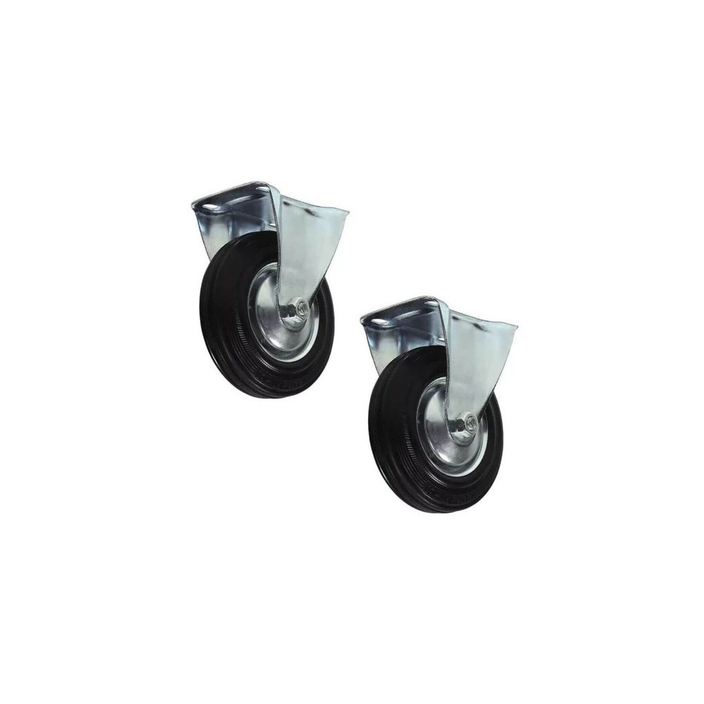 Kit Com 2 Rodízio Fixo De Borracha 125mm - 5 Polegadas - Jst