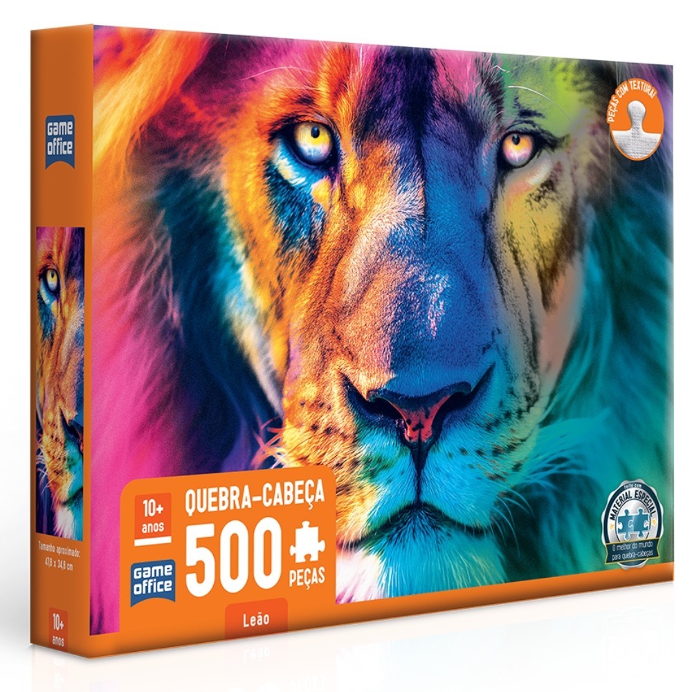 QUEBRA CABEÇA LEÃO 500 PEÇAS TOYSTER PUZZLE IMAGEM COLORIDA GAME OFFICE BRINQUEDO JOGO REI DA SELVA em Oferta na Shopee