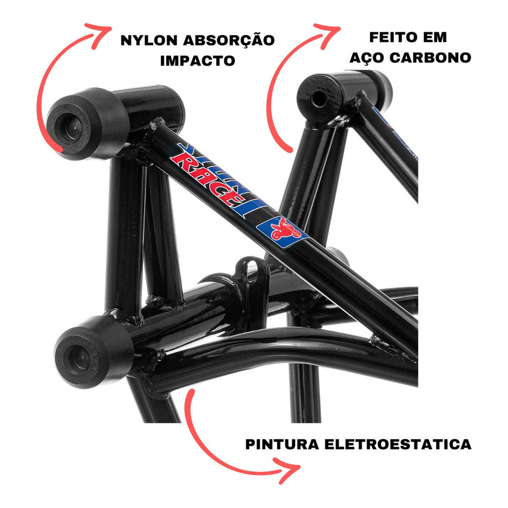 Protetor De Carenagem Motor Honda Start Cargo Fan 160 Stunt Race Preto Brilho