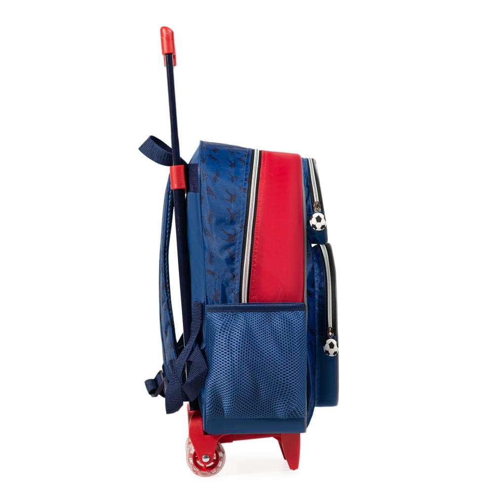 Detalhes do Mochila de Rodinha Infantil Masculina Futebol Azul