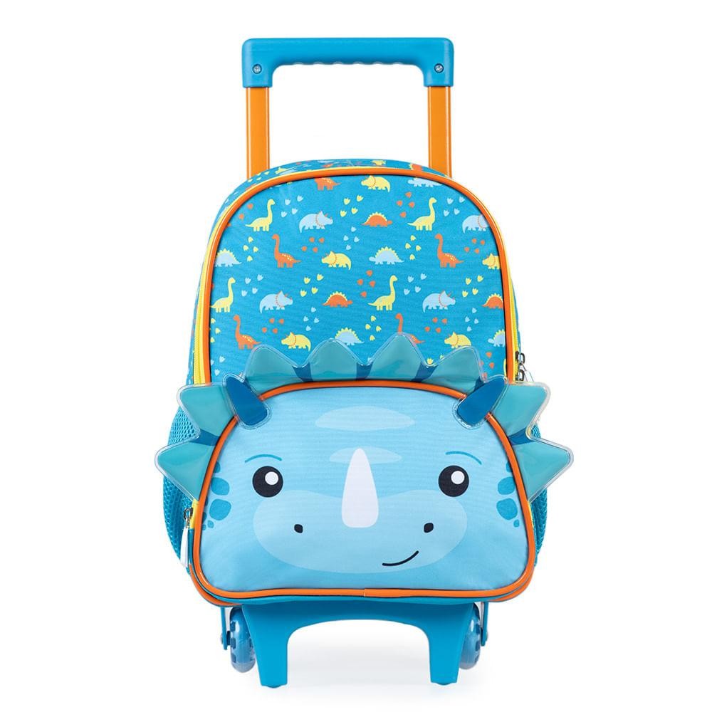 Mochila Infantil de Rodinhas Pets Dinossauro Azul Escuro - Baby & Kids Fashion