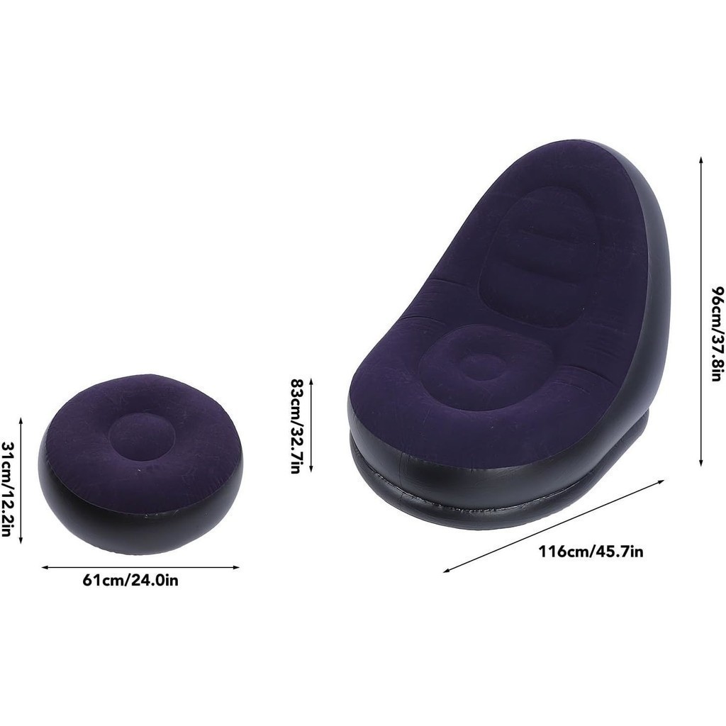 Conjunto Poltrona e Puff Inflável  Portátil Descanso Preguiçoso Sofá Poltrona  angjj