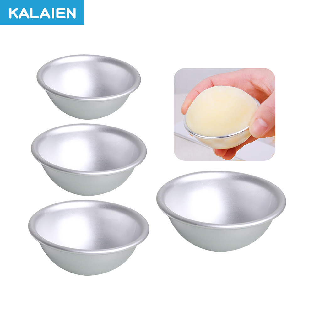 KALAIEN 4 Size 5.5-9cm Semicircle Dessert Mold Snowball Mochi DIY Baking Aluminum Alloy Mold 3/4pcs Set Easy Release Min