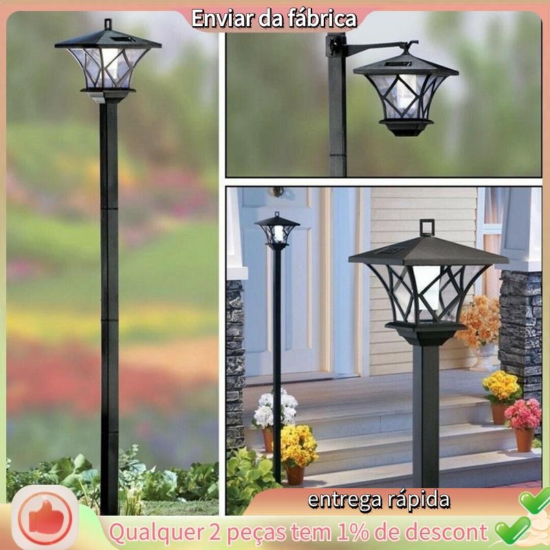 1.5M LED Lâmpada De Jardim Tradicional Movida A Energia Solar Poste De Luz Lanterna Decoração