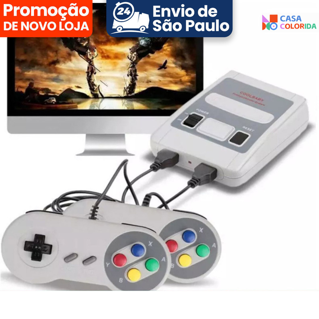Clássico Super Nintendo Mini SNES : 2 Controles De Jogo Originais De 8 Bits 620