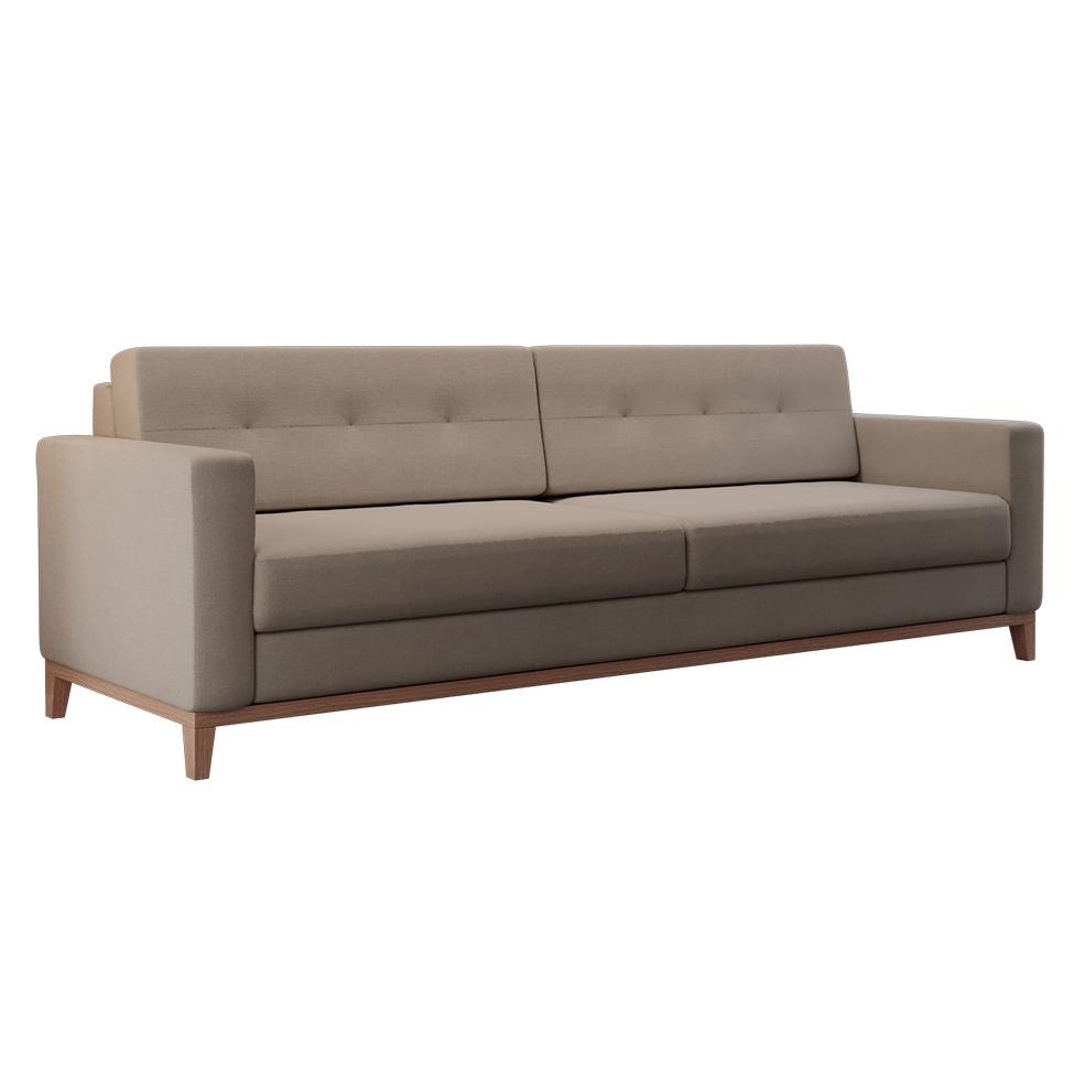 Sofá 3 Lugares Living Base de Madeira Linho Cotton Bege 210 cm em Oferta na Shopee