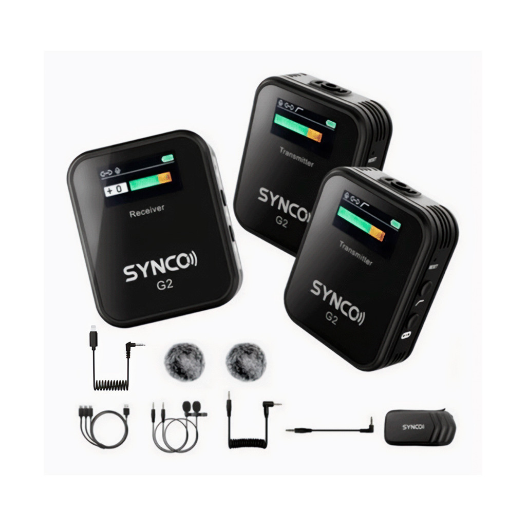 Microfone Lapela Duplo G2A2 Câmera Synco + Cabo Para iPhone