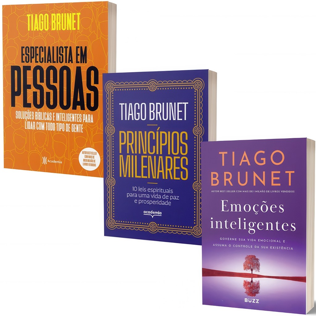 Kit Especialista em Pessoas + Emoções Inteligentes + Princípios Milenares | Tiago Brunet | Academia | Buzz Editora