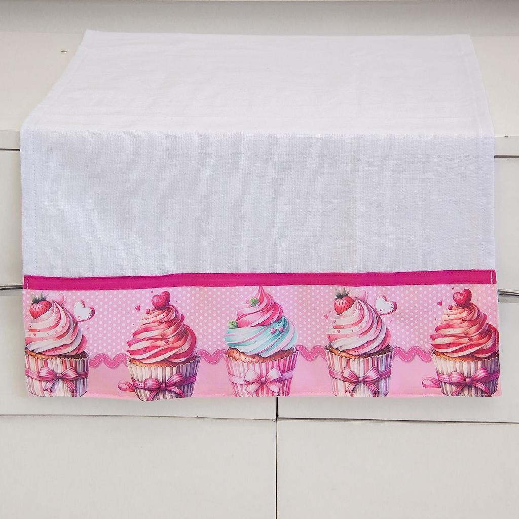 01 Pano de Prato C/Barrado Digital -Coleção Cupcake em Oferta na Shopee