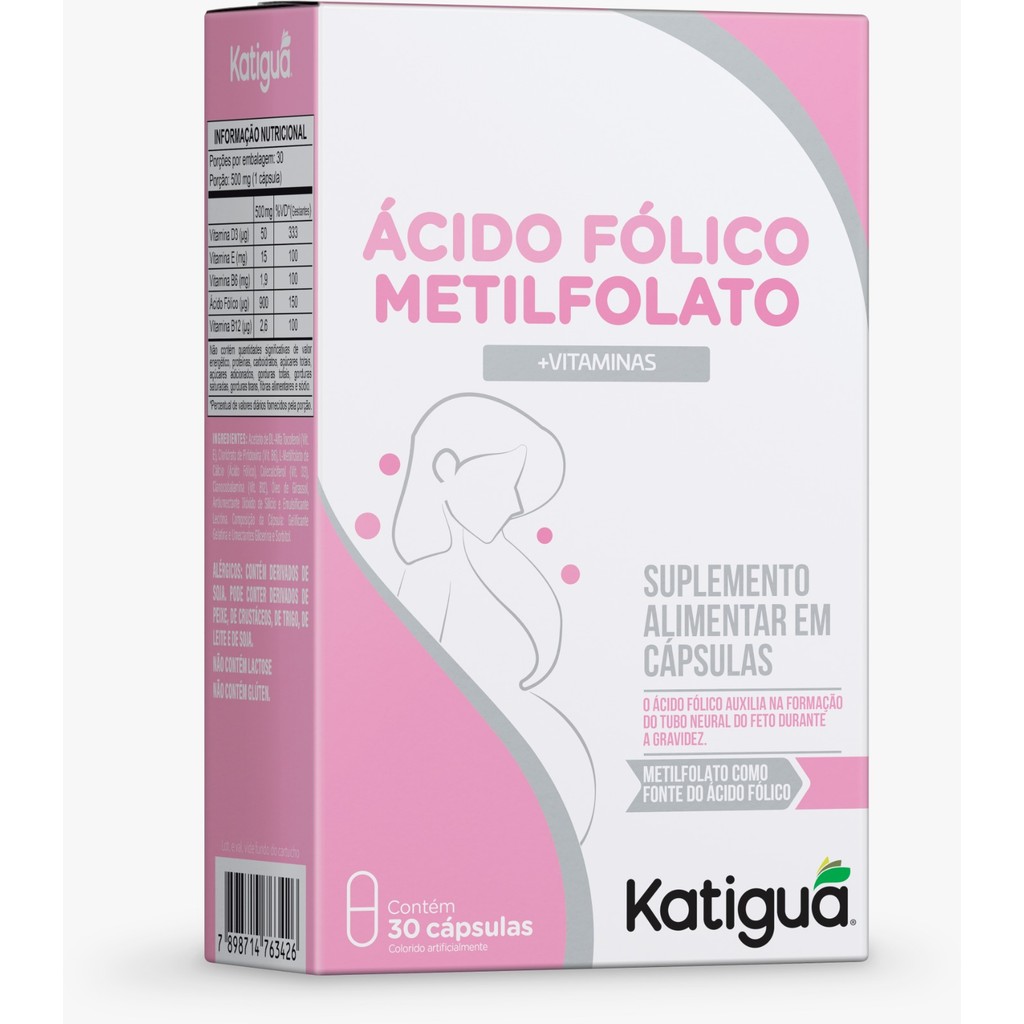 Ácido Fólico Metilfolato + Vitaminas 30 Cápsulas - Katiguá em Oferta na Shopee