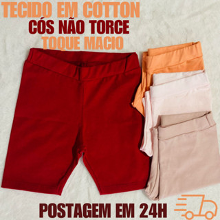 Kit 4 bermuda cotton infantil menina - short cor lisa em Oferta na Shopee