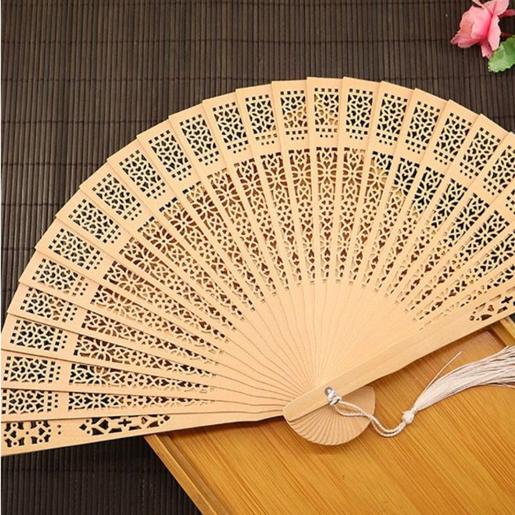 Kit 12 peças leque de madeira leve e elegante para casamento e lembrança
