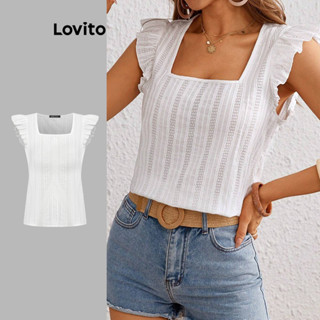 Lovito Blusa Casual Plissada Lisa Para Mulheres L77ED195