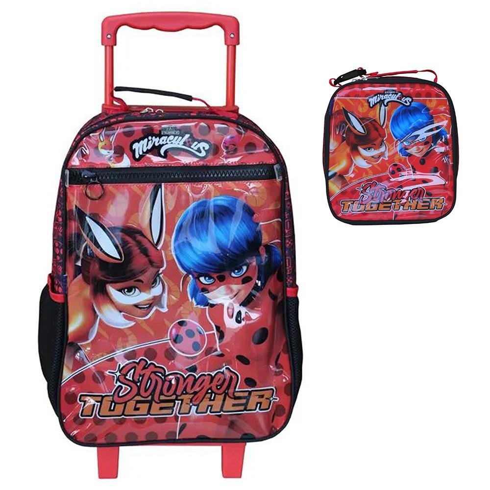 Kit Mochila Lancheira Dermiwill Miraculous Vermelho