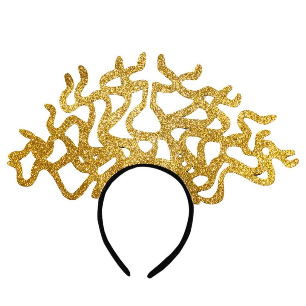 Tiara de Medusa Cobra Dourada Em EVA Glitter Bloquinho Carnaval em Oferta na Shopee