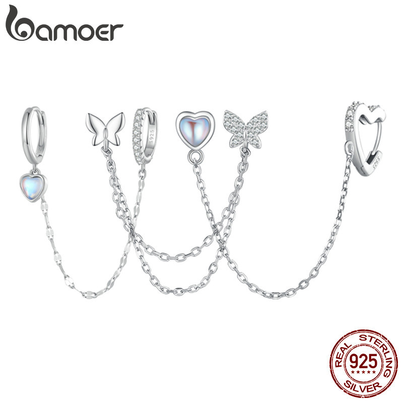 Bamoer Brinco Único Borboleta Prata 925 Franja Longa Presente​ em Oferta na Shopee