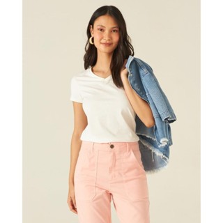 Blusa Básica Feminina Decote V Em Algodão
