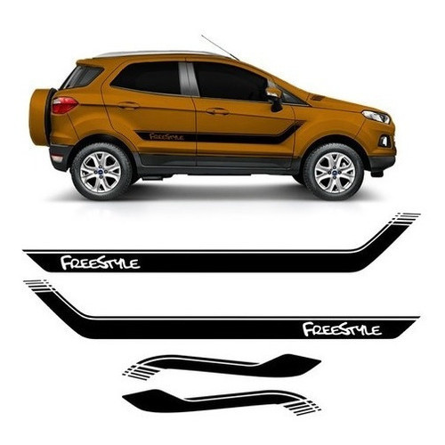 Kit Adesivo Faixa Lateral Capô Ford Ecosport Freestyle Preto