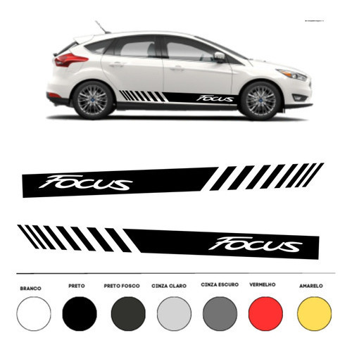 Kit Faixa Lateral Carro Ford Focus Adesiva Motorista Carona