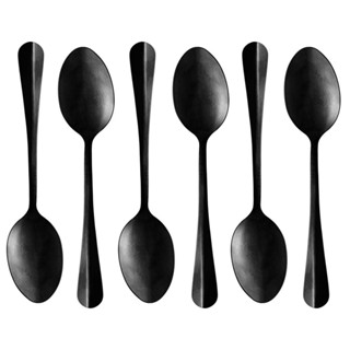 6 Colheres para Mesa Lyor Positano de Aço Inox Preto 18cm