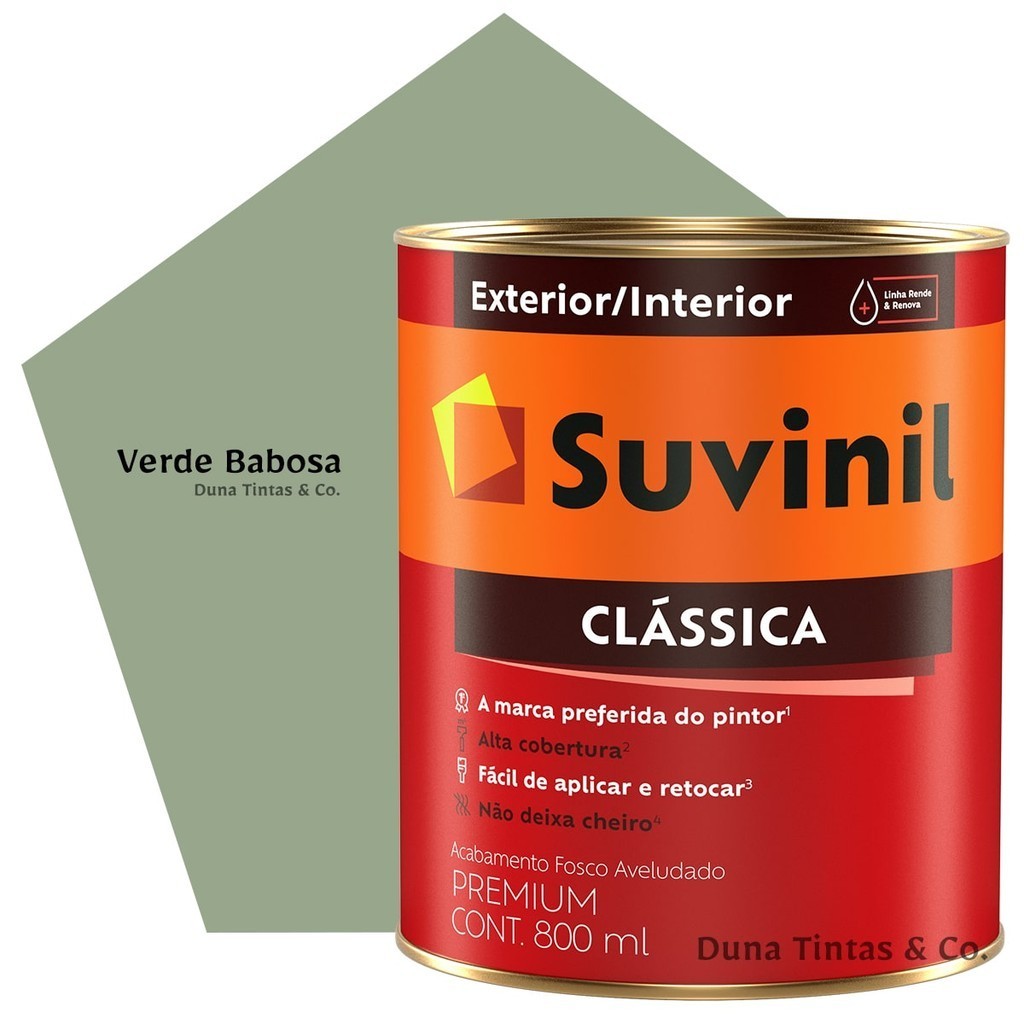 Tinta Suvinil Clássica Paredes e Tetos 800ml Verde Babosa em Oferta na Shopee