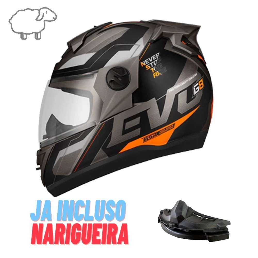 Capacete Moto Fechado Pro Tork Evolution G8 Evo 788 Masculino Feminino Motoqueiro Moto Boy Universal