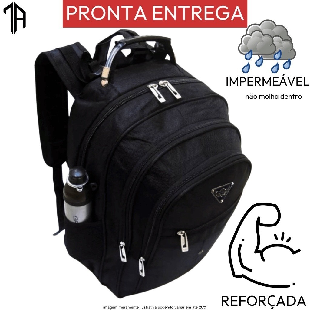 Mochila Escolar Resistente Bem Espaçosa Faculdade Trabalho Viagem cabo de aço