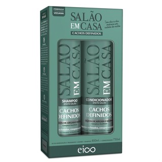 Eico Shampoo Hidrata 800ml e Condicionador 750ml Salão Em Casa Cachos Definidos Óleos Argan Cacheado Crespos e Ondulados