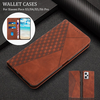 Para Xiaomi Poco X6 X5 X4 X3 Pro 5G X3NFC X4GT F3 F5 3D Embossed PU Carteira De Couro Capa De Com Flip Case De Proteção Total
