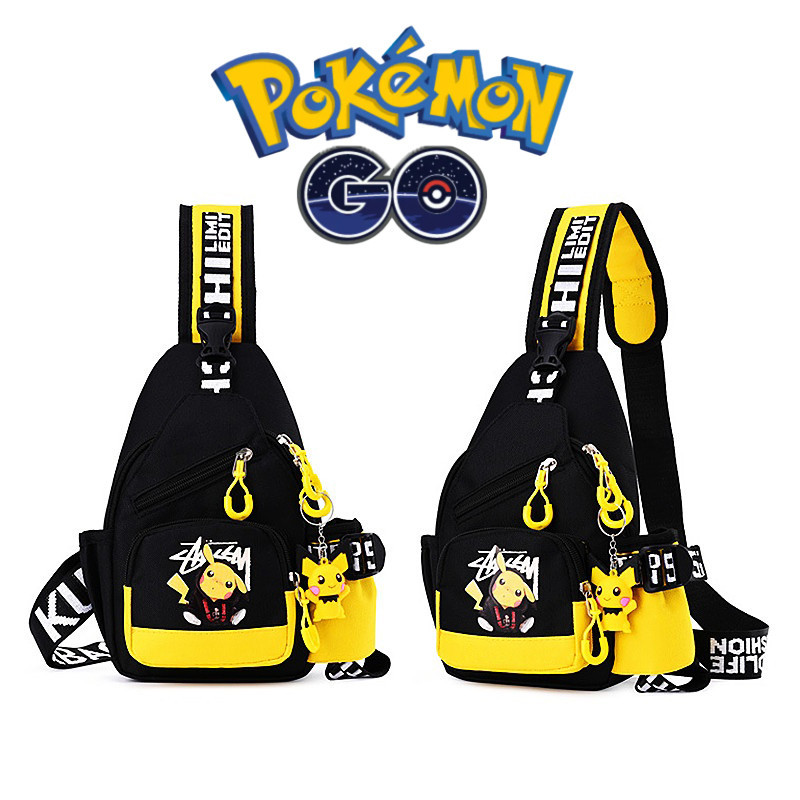 Pokemon Crossbody Pikachu Sports Bag Boys Girls Chest Presente De Aniversário De Férias