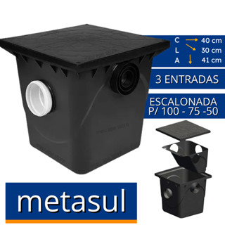 Caixa de Gordura Com Cesto Standard 42L Metasul Entrada/Saída de 100/75/50 em Oferta na Shopee